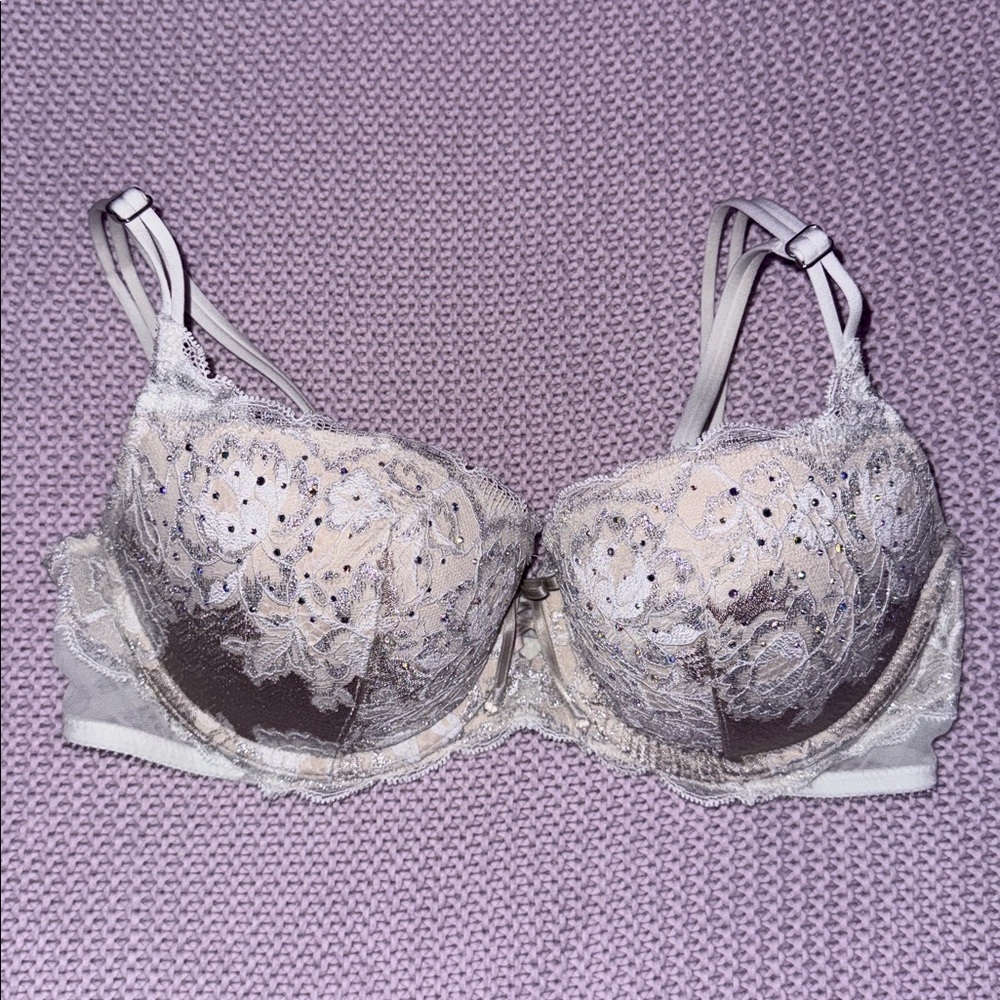 Dream Angels Balconet Swarovski crystals lace up tie bow Bra Victoria’s Secret